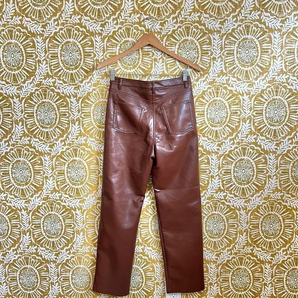 Wilfred Aritzia The Melina High Waisted Vegan Leather Pants in Cognac size 4 - Picture 9 of 12